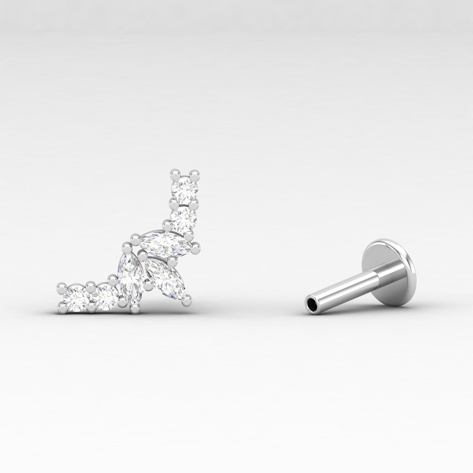 Diamond Cartilage Ear Climber, 14K Marquise Crawler, Climber Earring For Women, Earrings, Valentine's Day Gift