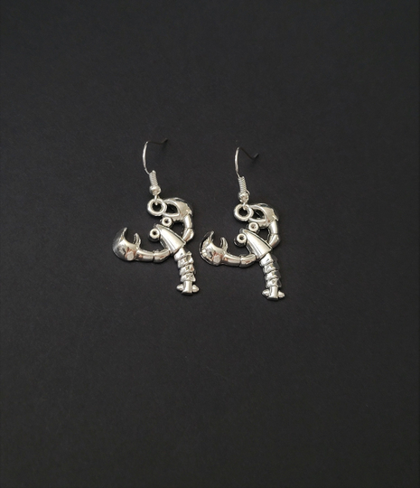 Lobster Earrings, Fun Crustacean Cute Silver Summer Dangle Earrings