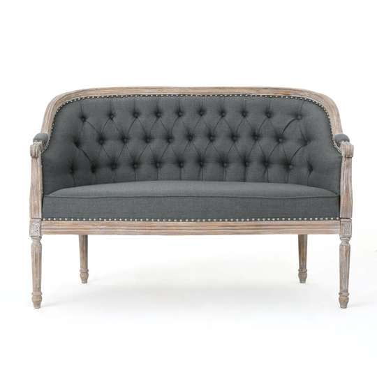 Best Selling Home Decor Faye Modern Dark Gray and Antique Polyester/Blend Loveseat | 303541