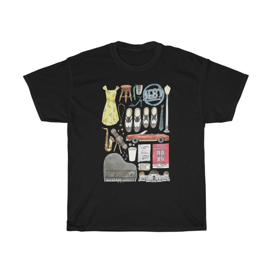 La Land Illustration Jazz Saxophone Music Musical Essential T-Shirt, Unisex Heavy Cotton Tee
