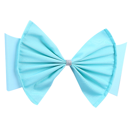 Sash Bow Elastic All Matched Blend Fabric Reception Event Universal Chair Cover Back Tie Wedding Supplies - baby blue