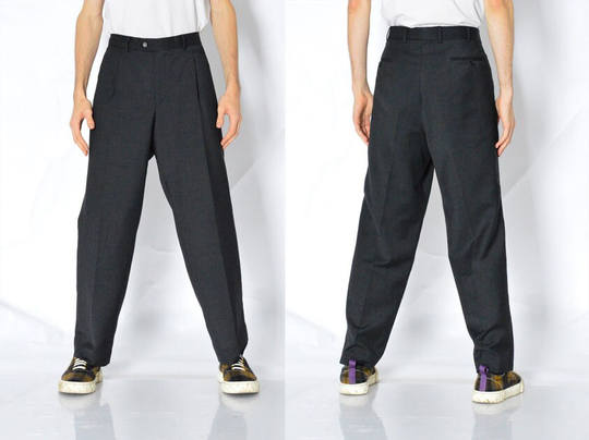 Vintage 90S Gray Minimalist Wool Blend Pleated Pants Mens Formal Slacks Waist Size 35 in 89 cm L