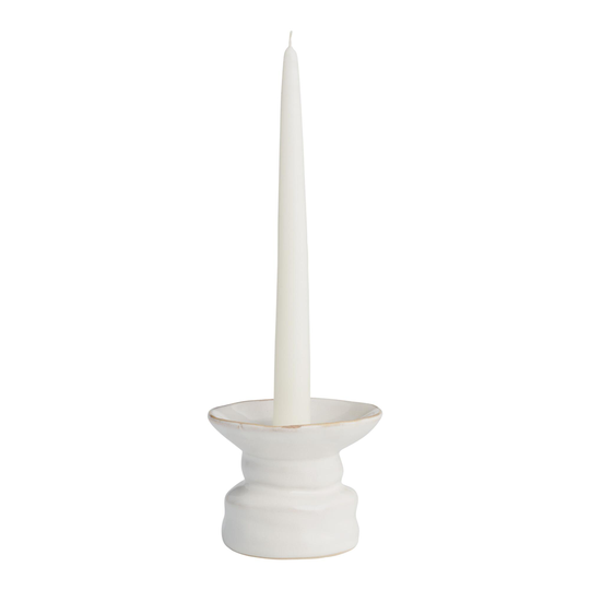 Medium White Ceramic Pillar And Taper Candle Holder by World Market