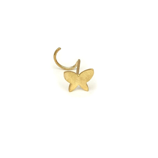 24G Solid 14K Gold Curved Butterfly Nose U-Shaped Screw Stud