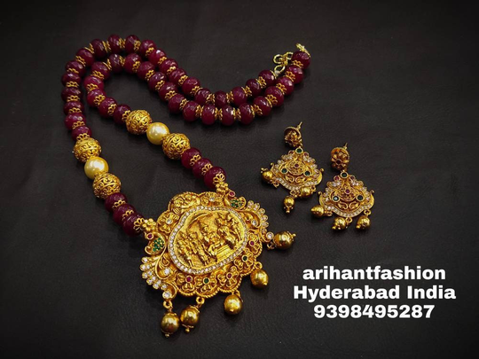 Most Beautiful Nakshi Ram Darbaar Pendent Set Either Pressing Style Earrings