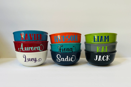 Personalized Ceramic Bowl, Custom Ice Cream Popcorn Noodle Snack Ramen Birthday Gift