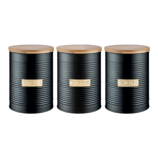 Typhoon Otto Black Coffee, Tea and Sugar Canister Set by World Market