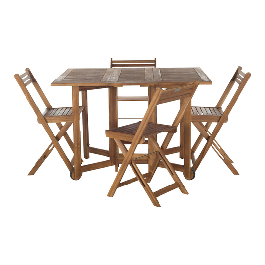Natural Wood Holcut 5 Piece Folding Outdoor Patio Dining Set by World Market