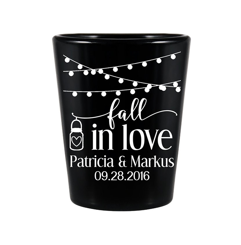Custom Shot Glasses Wedding Favors Personalized | in Love 7A Black Or Dark Blue