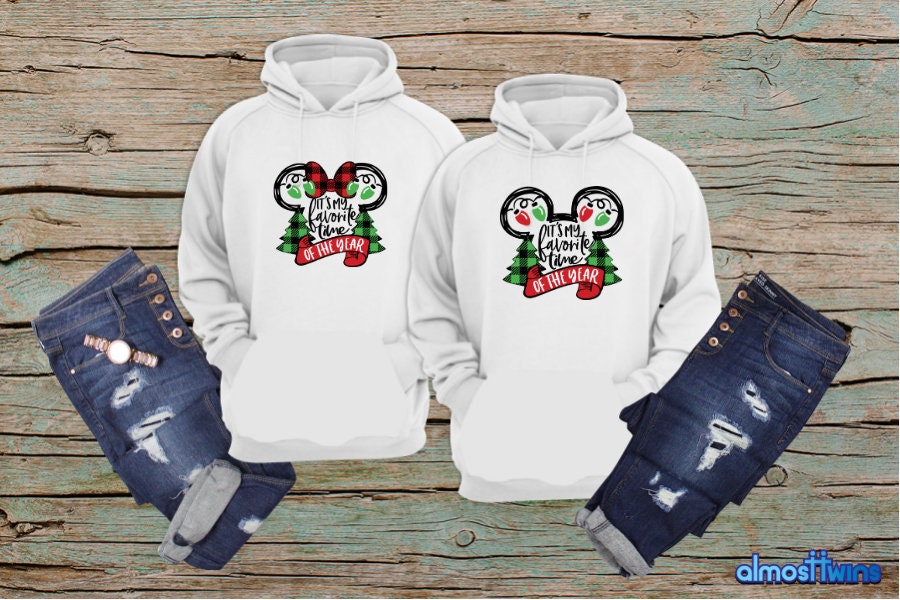 Minnie Mickey It's My Favorite Time Of Year Couple Hoodies & Sweatshirts, Christmas Gift, Anniversary Honeymoon Gift