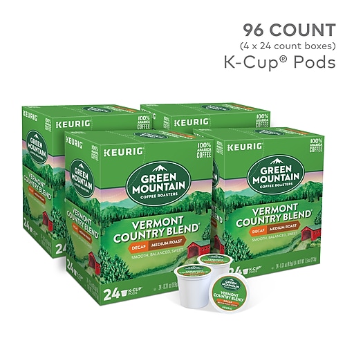 Green Mountain Vermont Country Blend Decaf Coffee, Keurig K-Cup Pods, Medium Roast, 96/Carton (GMT7602CT)