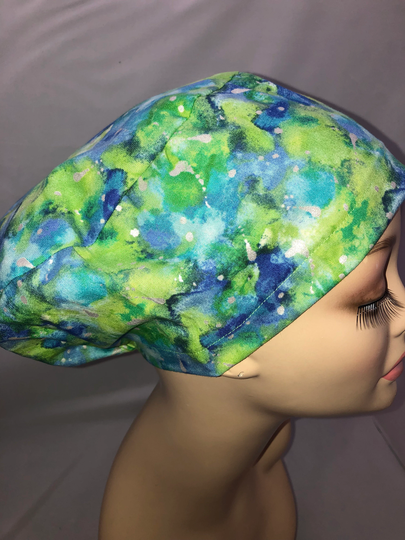 Euro Scrub Hat Melted Silver Blue Green Cord Lock Toggle Adjustable Crna Cnor