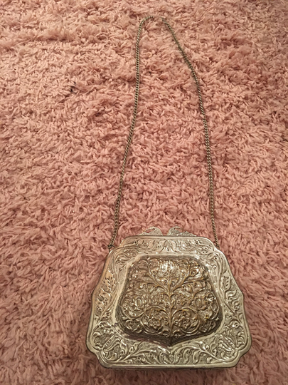 Vintage Silver Structured Purse, Handbag, Evening Bag, Art Deco