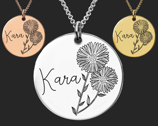 September Birth Flower Necklace | Aster Birthday Gifts For Her Gift Personalized