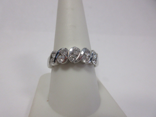 Leo Diamond White Gold Band Natural 1.10 Ctw 14K Solid Wedding Anniversary Ring Size 10 R1628
