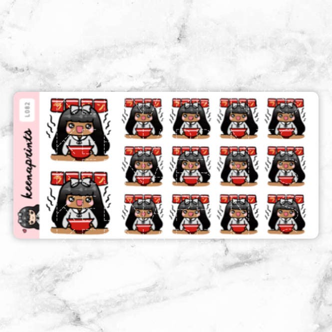L082 | Ramen Noodles Stickers, Lily Repositionable Food Stickers Perfect For Erin Condren Life Planner, Filofax, Plum Paper & Other Planner