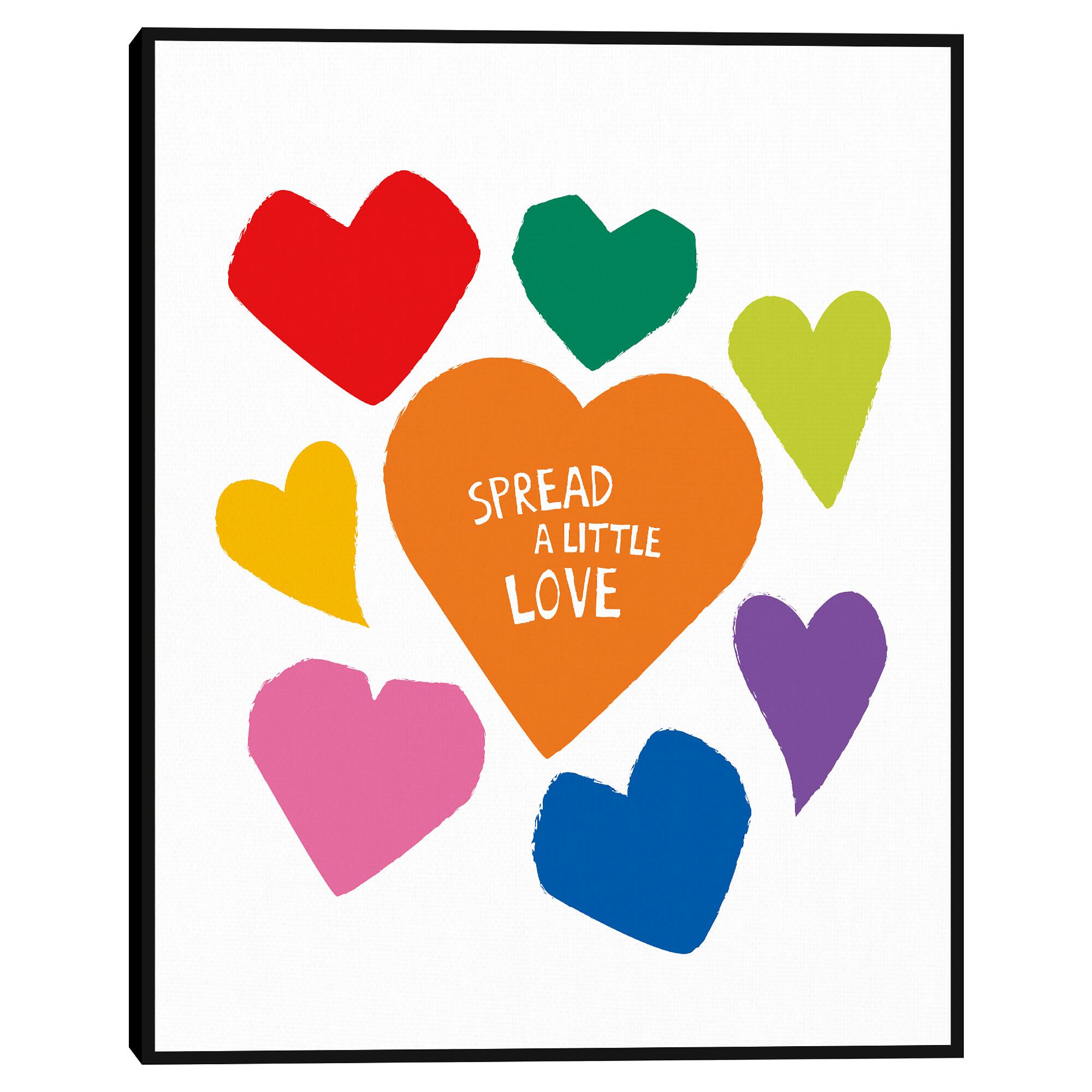Spread A Little Love By Clara Wells Framed Canvas Wall Art: White/Multi by World Market