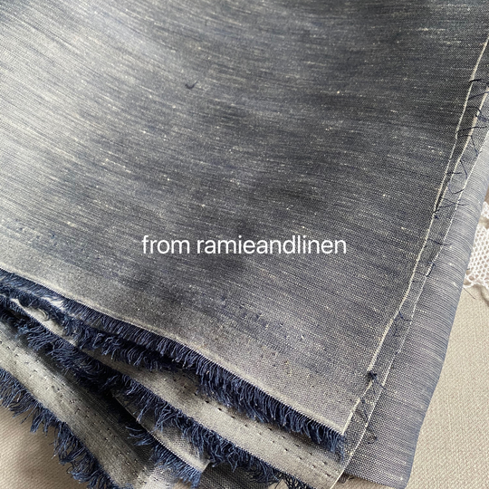 Italy Imported Linen Fabric, Yarn Dyed, Denim Blue, Elastic Cotton Blend Half Yard By 49" Wide