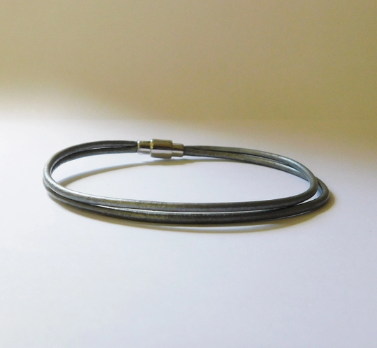 Delicate Silver Leather Bracelet With Magnetic Closure By Jusal08, Custom Made Size Bracelet