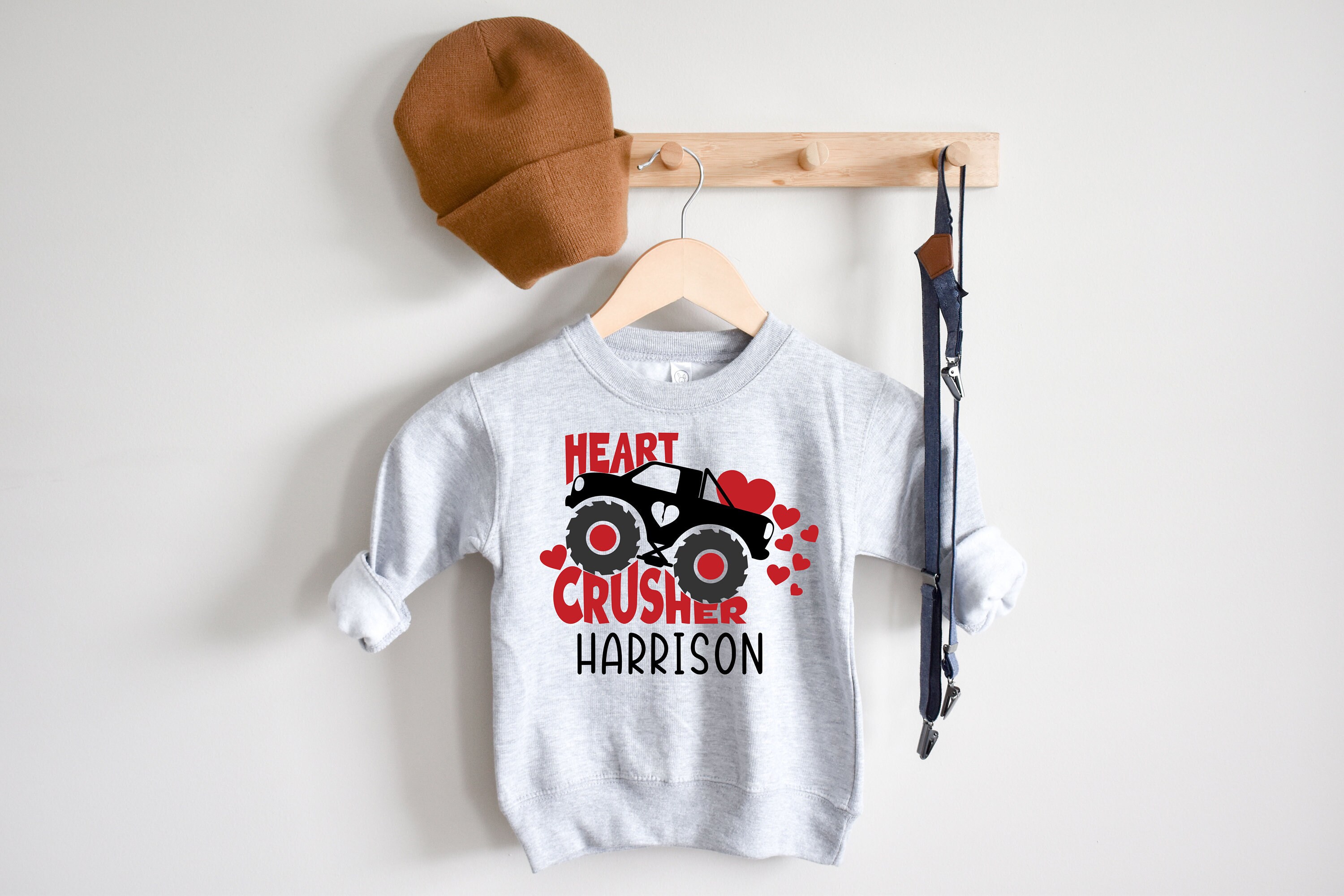 Kids Valentines Day Shirt, Boys Heart Crusher Baby Custom Shirt