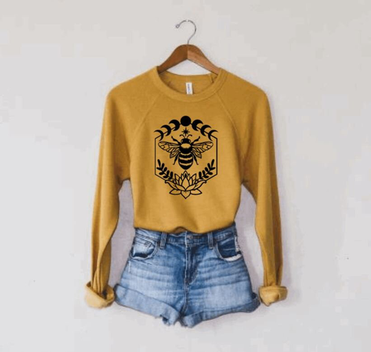 Mystic Bee | Abstract Sweater Yoga Sweatshirt Meditation Zen Spiritual Shirt Namaste Unisex Motivational Inspirational