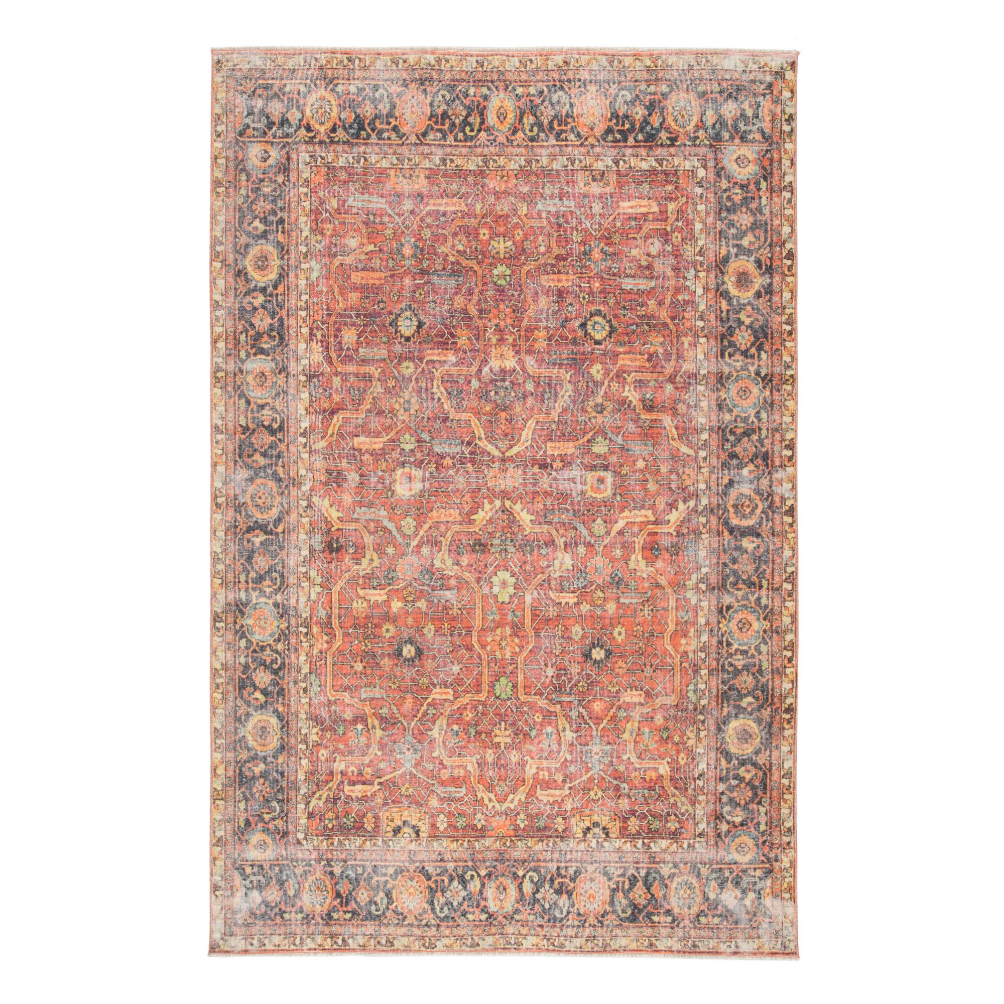 Blue And Orange Floral Loma Area Rug - Cotton - 9' x 12' by World Market