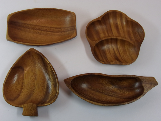 Vintage 1960's Monkey Pod Bowls/Dishes Set Of 4