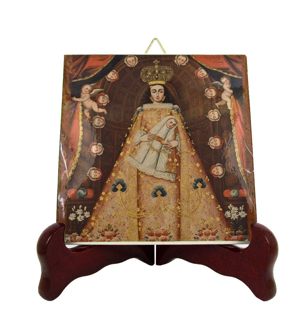 Religious Art - Virgin Of Bethlehem Catholic Icon On Ceramic Tile Handmade in Italy Cuzco Catholic Mary Print