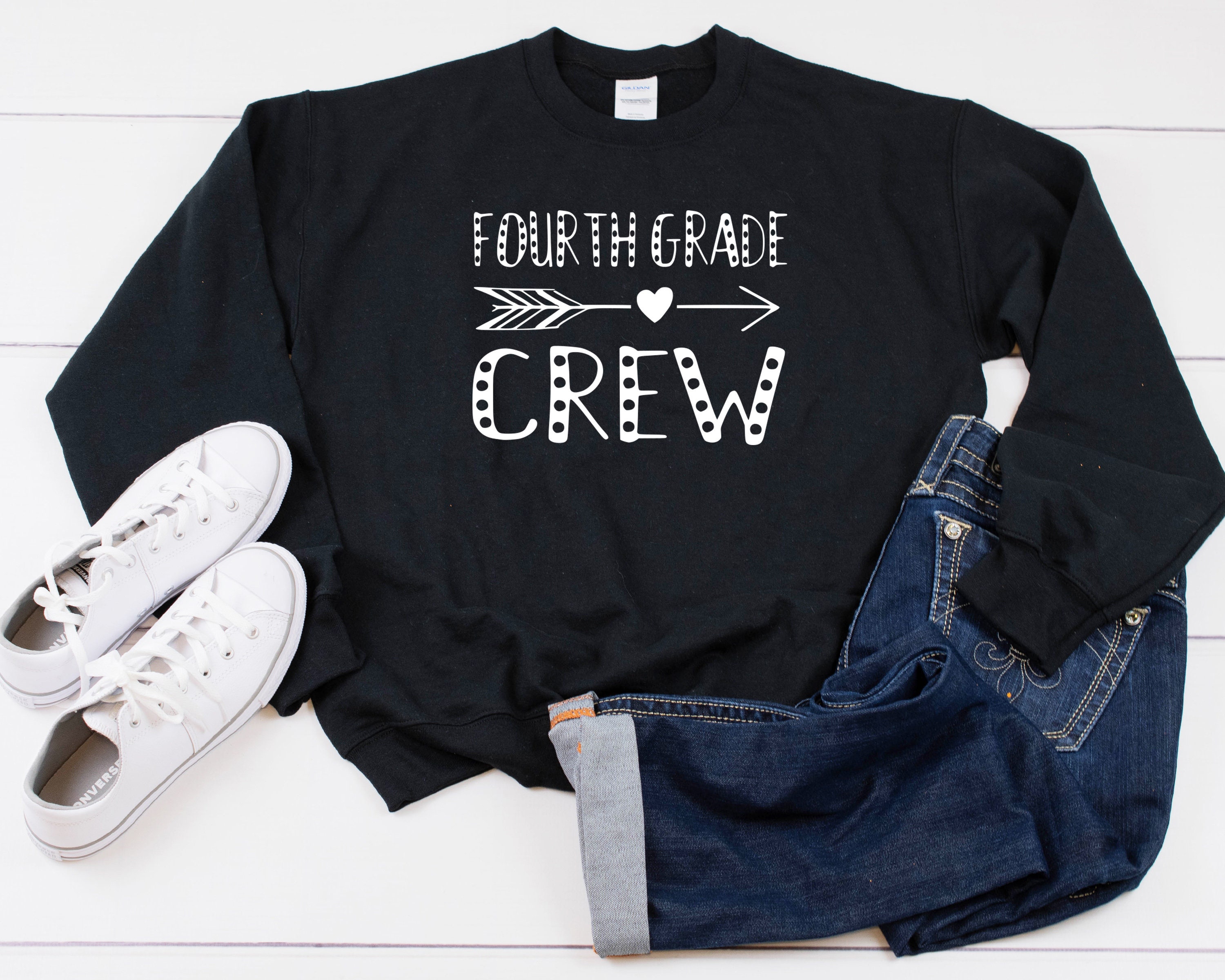 Fourth Grade Crew Heavy Blend Crewneck Sweatshirt, Teacher Sweater, School 4Th