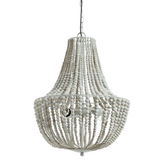 Gray Wood Bead Teardrop 2 Light Chandelier - 20"-24" by World Market