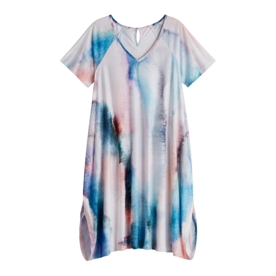 Multicolor Watercolor V Neck Lounge Jumpsuit With Pockets: Blue - Small by World Market