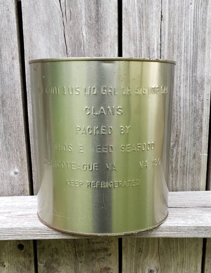 Vintage Clam Tin Advertising Can Gallon From Thos E Reed Seafood Chincoteague Virginia