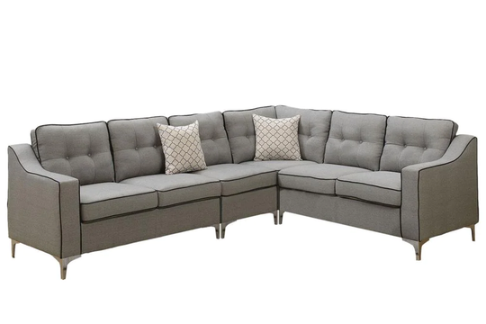 Poundex Adalia Casual Light Grey Polyester/Blend Sectional in Gray | F6888