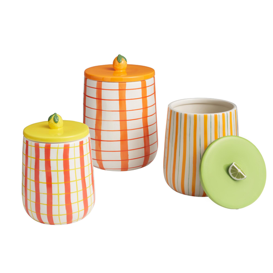 Citrus Striped Ceramic Storage Canister: Multi by World Market
