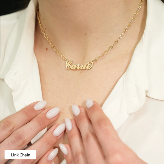 Carrie Necklace, Font Name Personalized Nameplate Custom Pendant, Cursive Necklace Gift