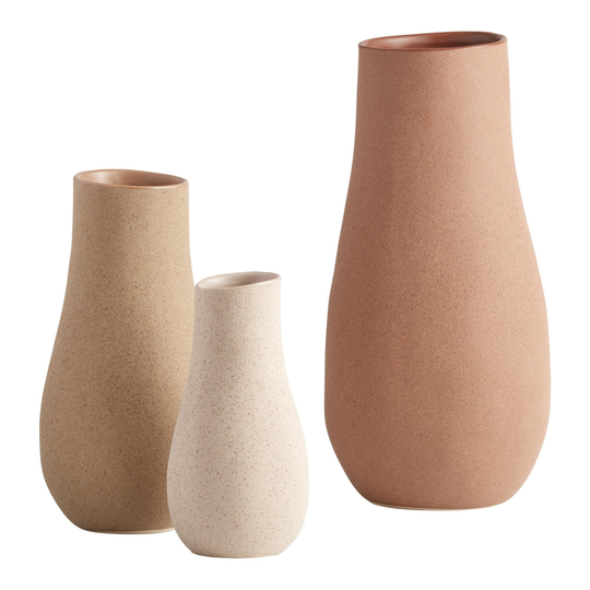 Tapered Asymmetrical Textured Ceramic Vase: Brown by World Market