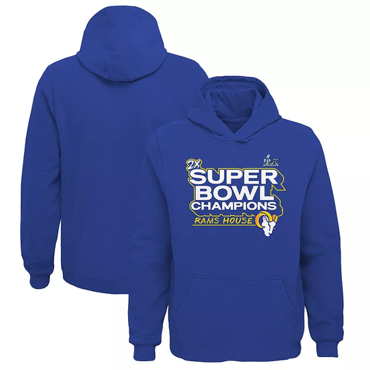 Youth Fanatics Branded Royal Los Angeles Rams Super Bowl LVI Champions Parade Pullover Hoodie, Boy's, Size: YTH Small, Blue