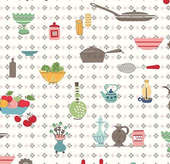 Cook Book Wallpaper Multi, Lori Holt For Riley Blake, 1/2 Yard - Cut Continuously, C11750-Multi