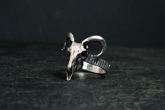 Ram Skull Ring 925 Silver Dark Gothic Witch Amulet Jewelry Animal Goth Fashion