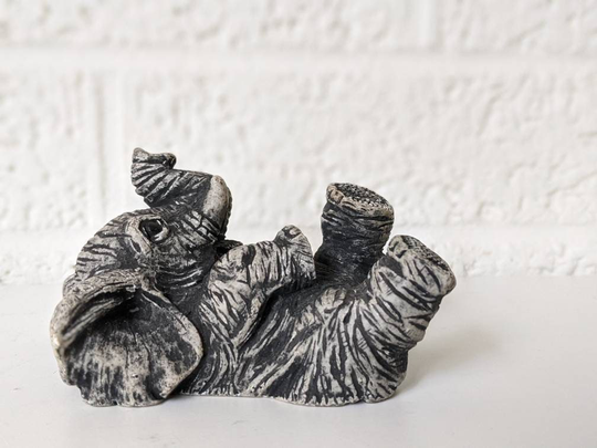 Vintage Resin Elephant Figurine | On Its Back