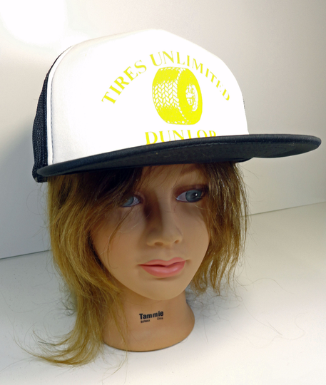 Vtg Unisex Dunlop Tires Unlimited Classic White Trucker Baseball Hat