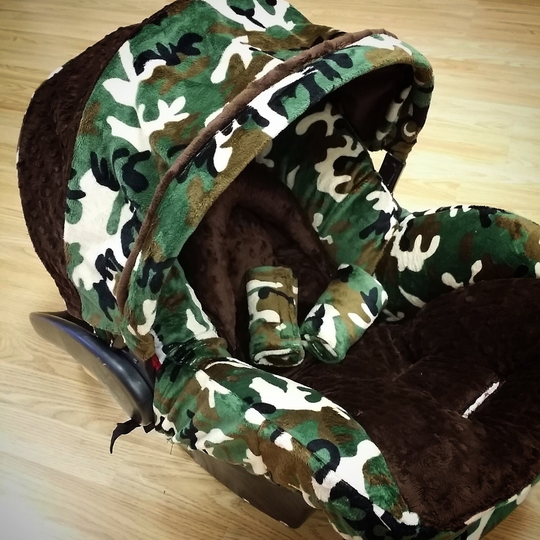 Camo, Minky, Infant Car Seat Replacement Cover. You Choose Colors