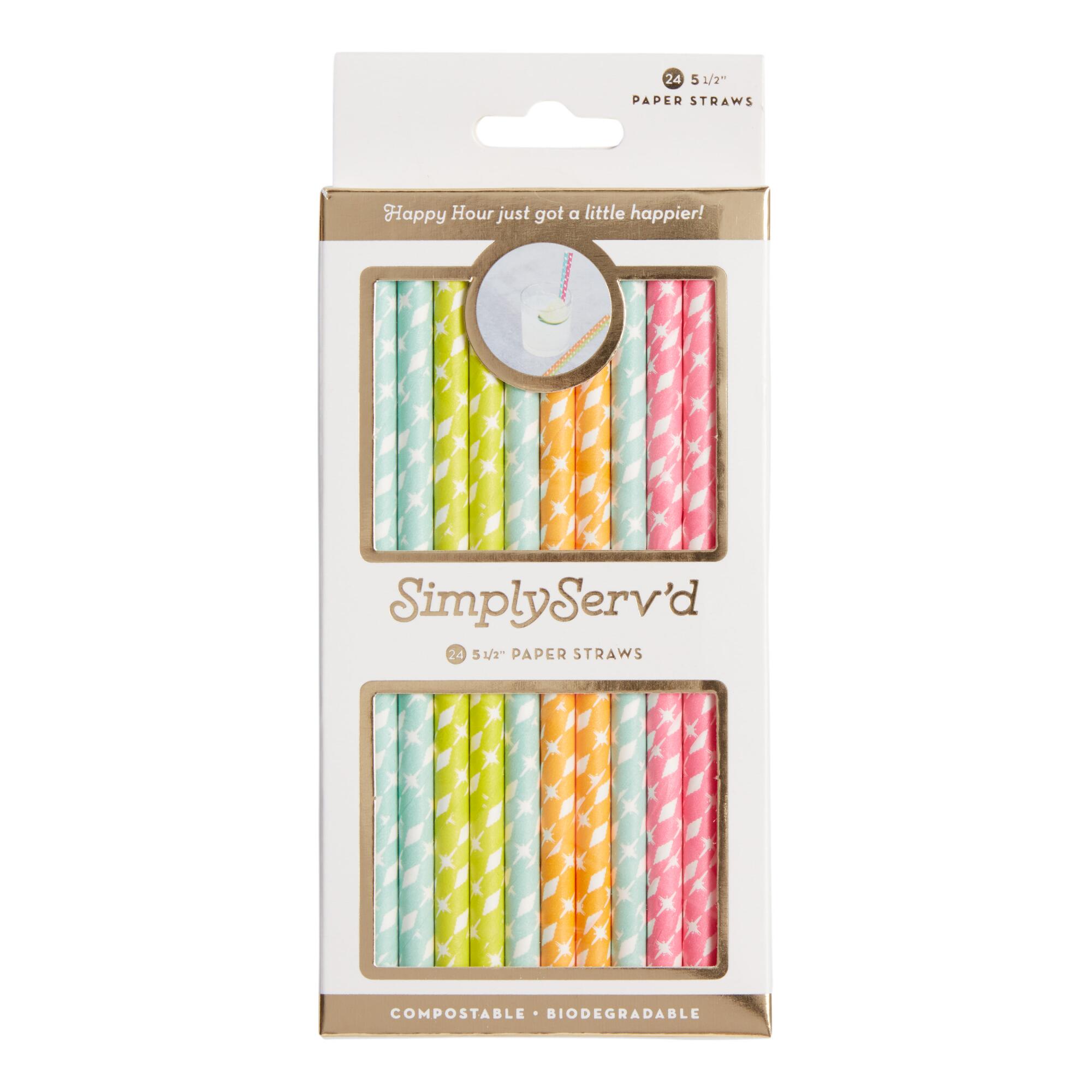 Pop Party Mid Century Paper Straws 24 Pack: Multi by World Market