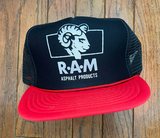 Vintage 80S 90S Ram Asphalt Products Mesh Trucker Hat Snapback Baseball Cap
