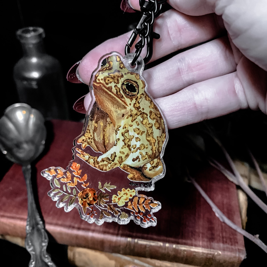 Frog Keychain | Toad Charm Cottagecore Witchy Floral Accessories Witch