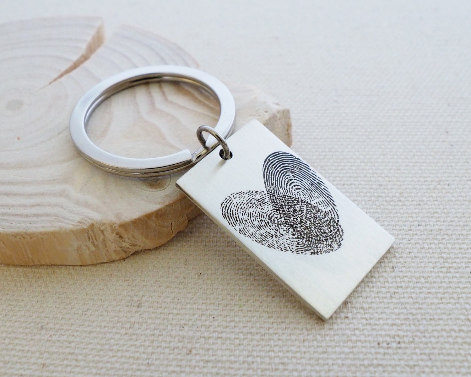 Father Gift Actual Fingerprint Keychain Custom Memorial Personalized cm26