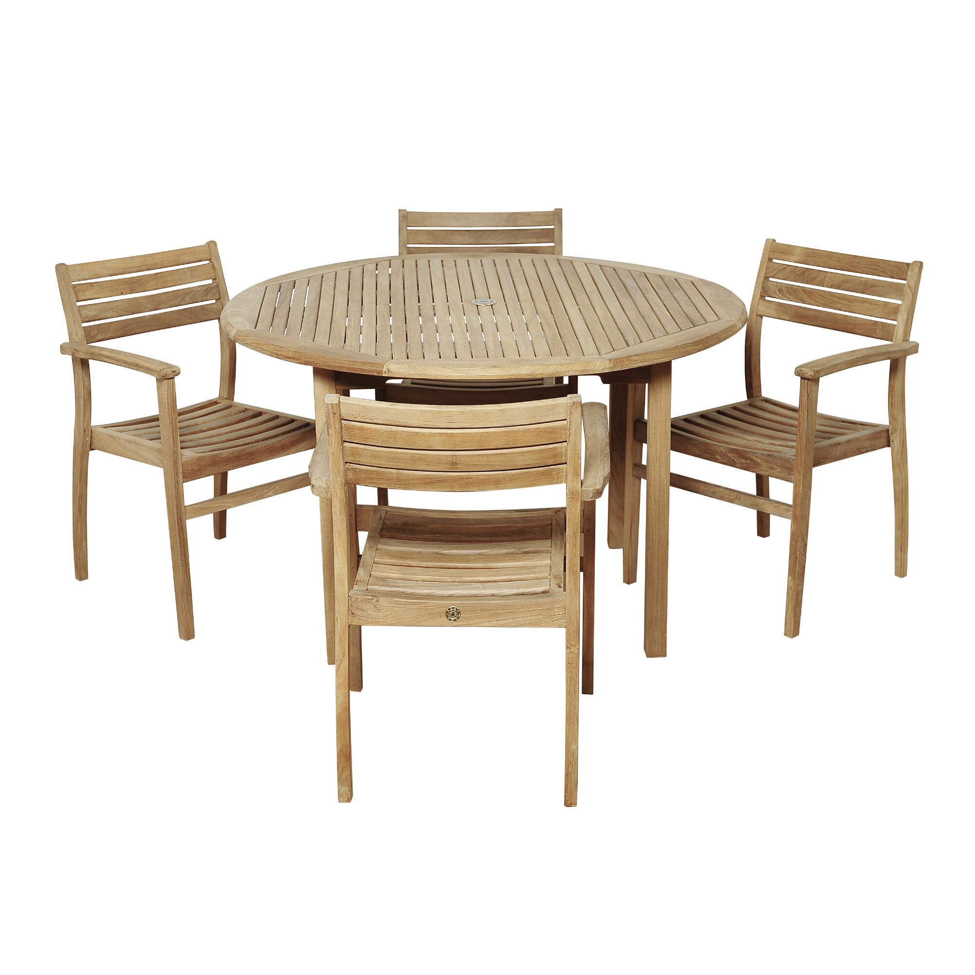 Round Teak Windsong Outdoor Patio Dining Collection by World Market