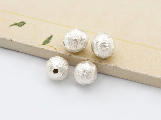 4 Of Karen Hill Tribe Silver Brushed Round Beads 8 Mm. ka4346