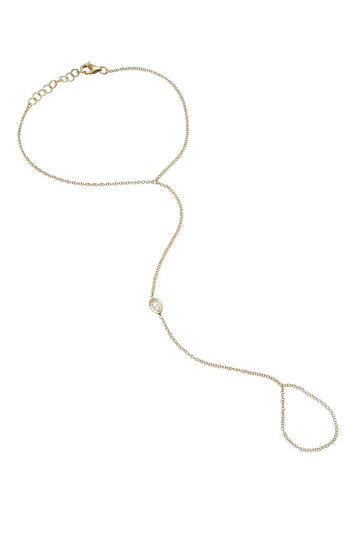 14K Gold Pear Shape Diamond Hand Chain
