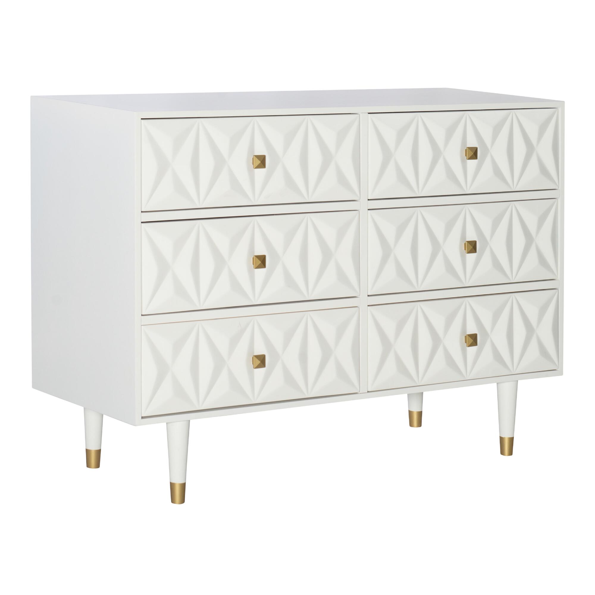 Wide Geometric Wood Porter Dresser: White by World Market